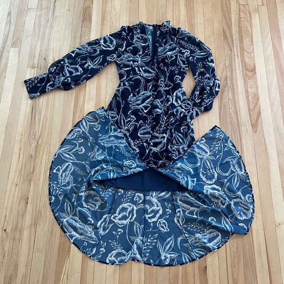 C/MEO Collection Discretion Navy Blue Floral Print Midi Dress - Sz S - Picture 5 of 16